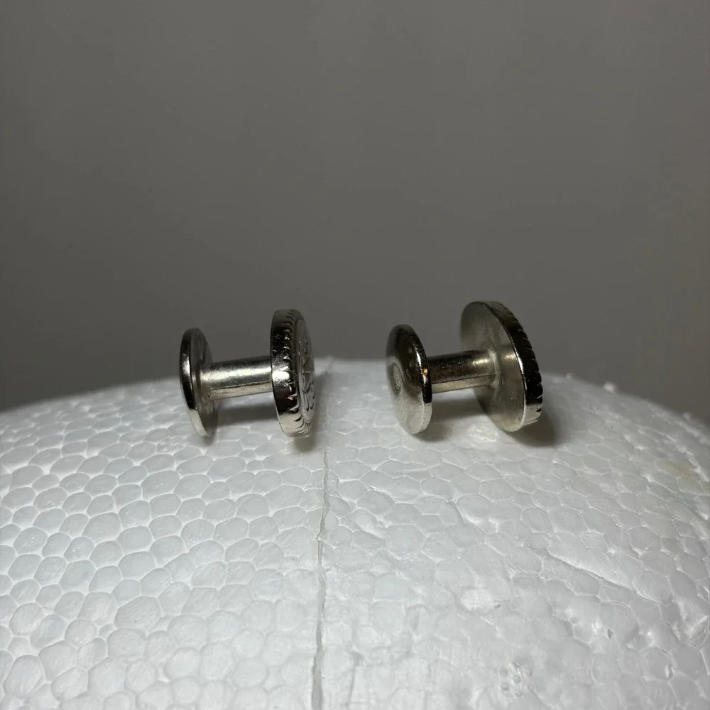 Silver Tone Celtic Knot Oval Engraved Stud Back Cufflinks Formal Accessory